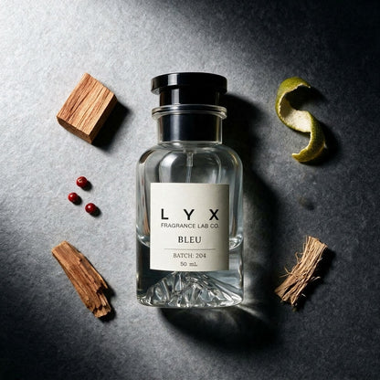 Bleu 204 with cedar, pink pepper, citrus and sandalwood