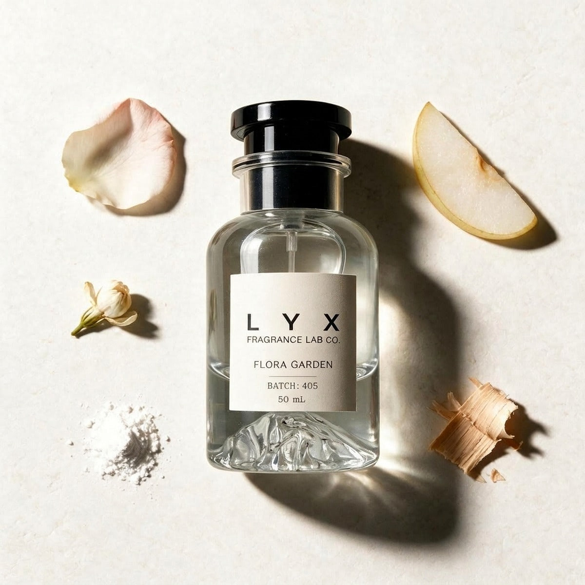 Flora Garden 405 – flat-lay with its notes