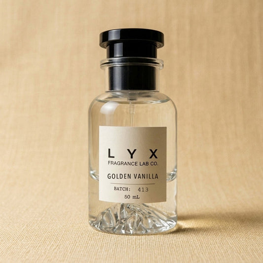 Golden Vanilla 413 – LYX bottle on golden linen