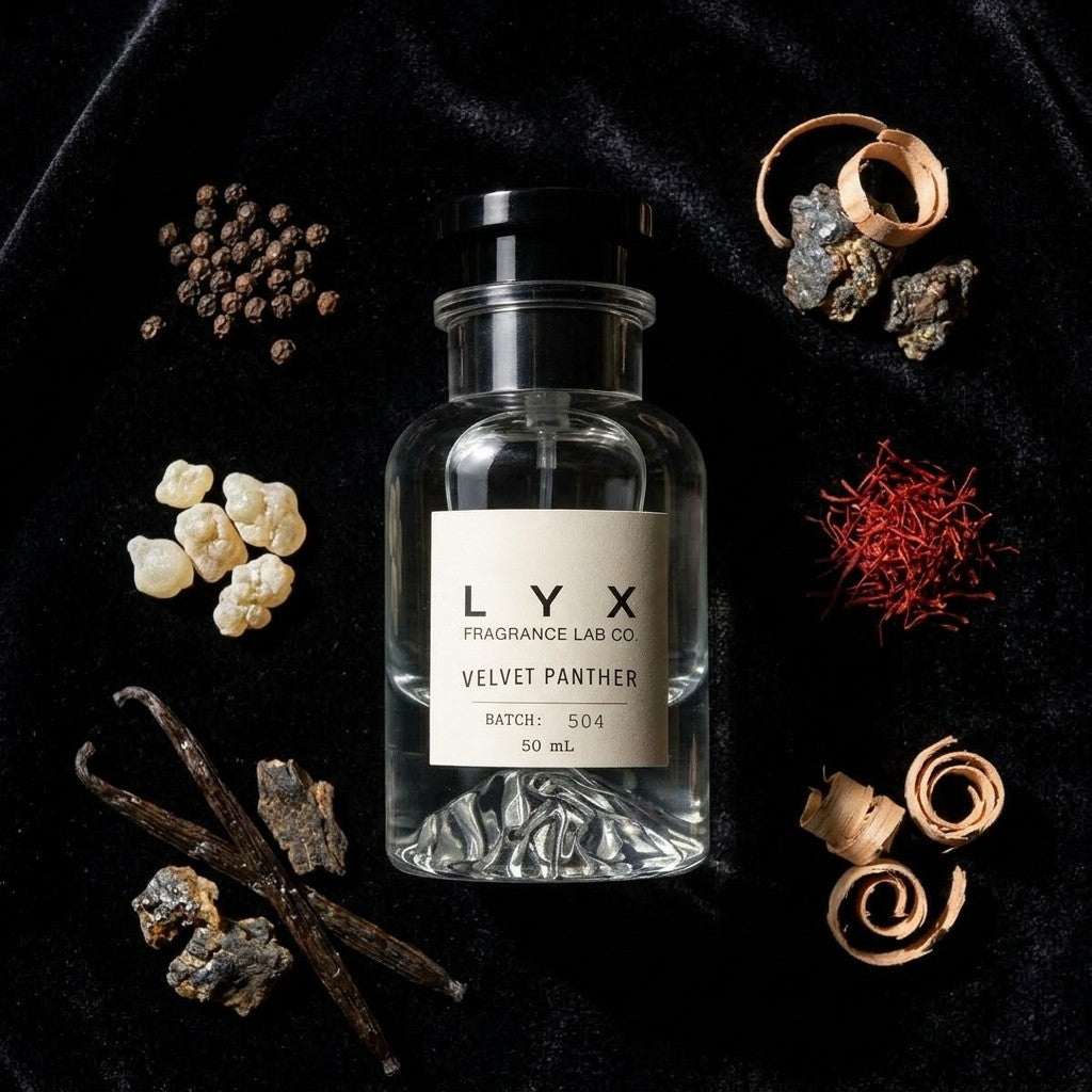 Velvet Panther 504 – black pepper, olibanum, saffron, vanilla, labdanum and cedar